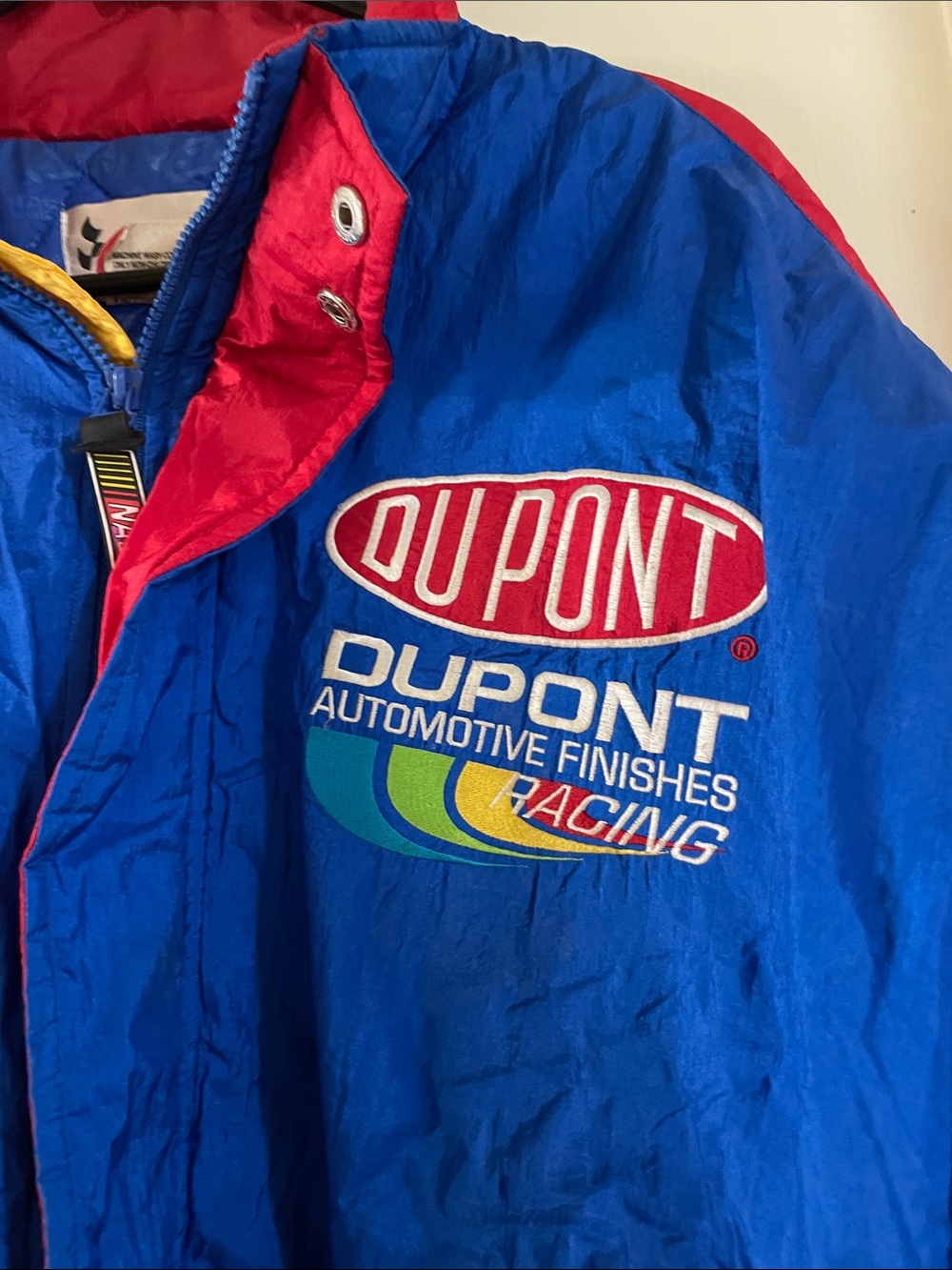 Kids Colorblock Racing Jacket in Blue/Yellow - Picture 2 of 6